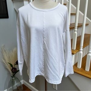 Pure Jill White Large Shirt Pima Cotton Tunic V-cut sides back longer than front